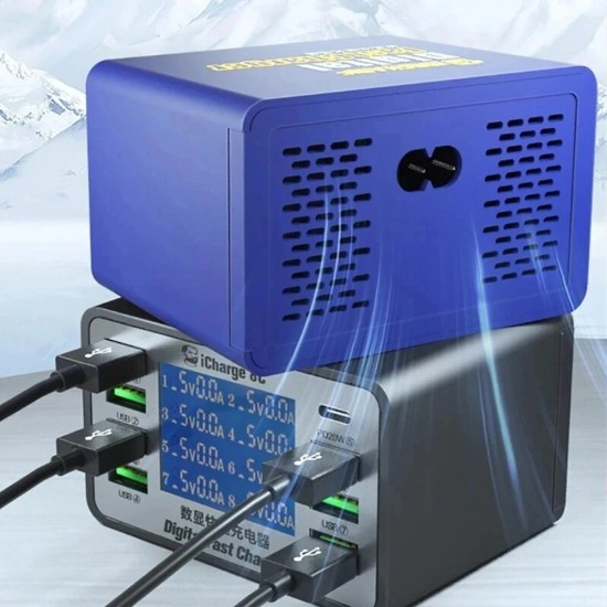 Mechanic iCharge 8C Smart Digital Display 8 Port USB Charger PD+QC 3.0 ( 50W )