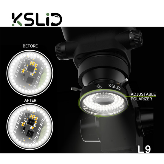 KSLID L9 Ultra High Lumen Adjustable Microscope Polarization Ring Light