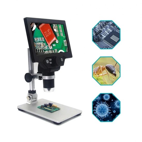 G1200 12MP Digital Microscope 1-1200X Continuous Zoom Magnifier Optical Instruments 7" HD Video Microscopes
