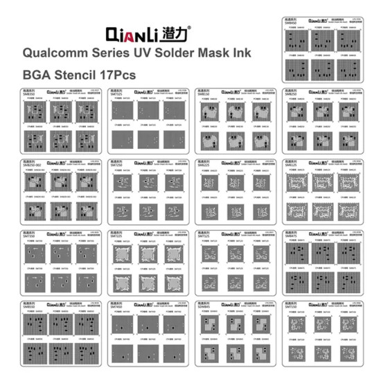 Qianli Solder Mask Repair UV Stencil For Qualcomm ( 17 Models )