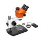 G2Mark RE-50X (3D Continuous Zoom) 7X~50X Trinocular Stereo Microscope With 0.5X CTV Camera Zoom Lens & LED Adjustable Light Exclusive Quality - Small Base