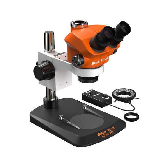 G2Mark RE-50X (3D Continuous Zoom) 7X~50X Trinocular Stereo Microscope With Camera Option & LED Adjustable Light Exclusive Quality - Small Base