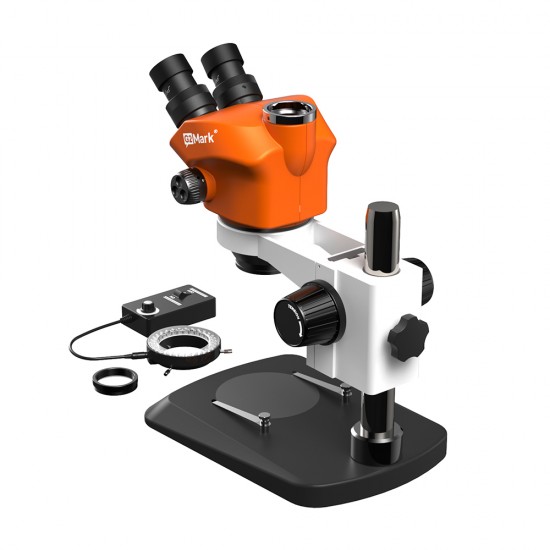 G2Mark RE-50X (3D Continuous Zoom) 7X~50X Trinocular Stereo Microscope With Camera Option & LED Adjustable Light Exclusive Quality - Small Base