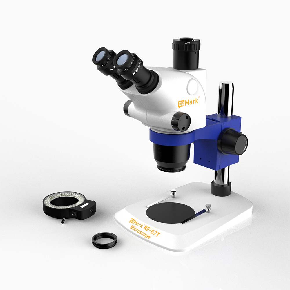 G2Mark RE-67T 6.5X-65X Trinocular Full HD Stereo Microscope With Zooming  0.5X CTV Camera Lens & LED Adjustable Light Exclusive Quality