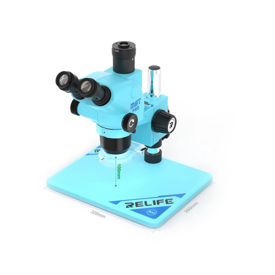 Relife M6T-Pro B11 (6.5X-65X) Trinocular Stereo Microscope With Zooming 0.5X CTV Camera Lens & LED Adjustable Light - (Green Color)