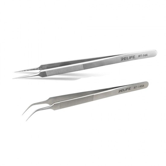 Relife RT-14A & RT-14SA Anti-static Precision Stainless Steel Tweezer (2Pcs)