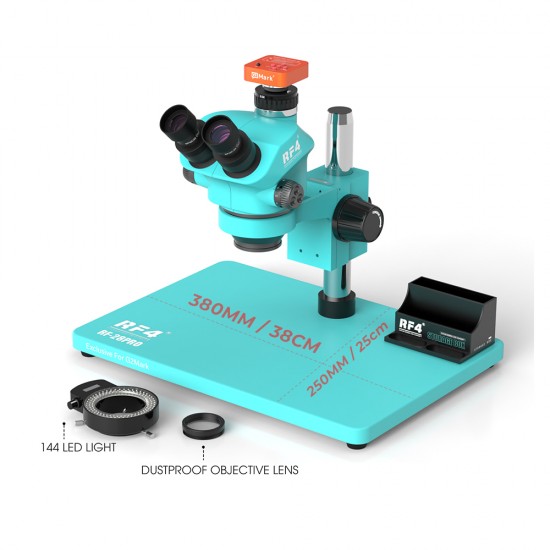 RF4 RF7050-28Pro ( RF7050TVP ) With 52MP FHD Camera (3D Continuous Zoom) 7X~50X Trinocular Stereo Microscope With 0.5X CTV Camera Zoom Lens & LED Adjustable Light