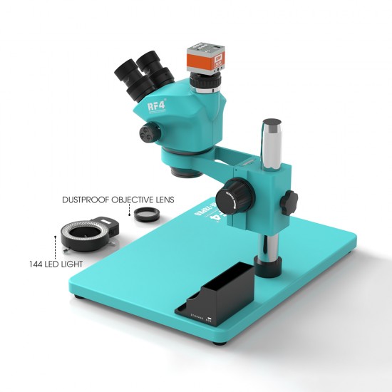 RF4 RF7050-28Pro ( RF7050TVP ) With 62MP HD Camera (3D Continuous Zoom) 7X~50X Trinocular Stereo Microscope With 0.5X CTV Camera Zoom Lens & LED Adjustable Light