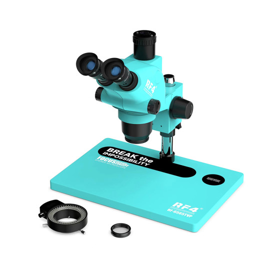 RF4 RF6565-TVP 6.5X-65X Trinocular Full HD Stereo Microscope With Zooming 0.5X CTV Camera Lens & LED Adjustable Light