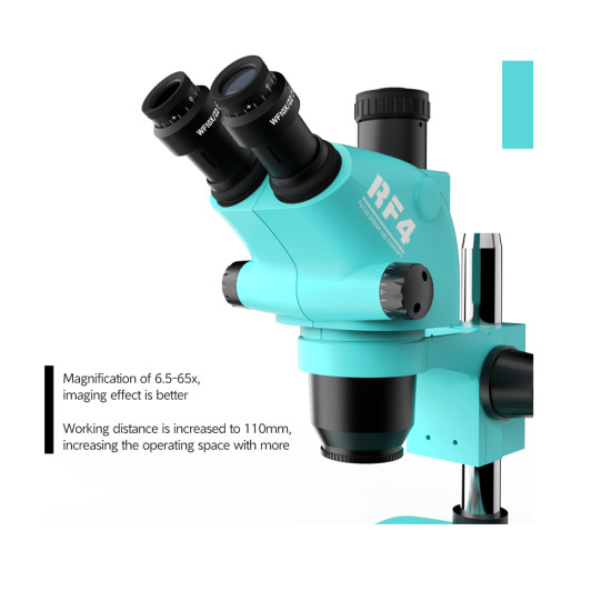 RF4 RF6565-TVP 6.5X-65X Trinocular Full HD Stereo Microscope With Zooming 0.5X CTV Camera Lens & LED Adjustable Light