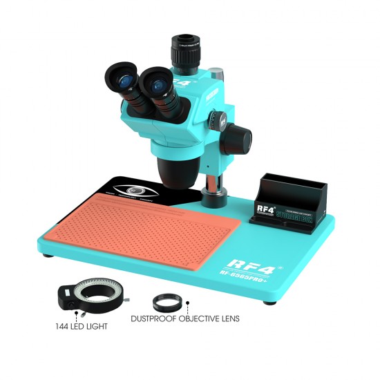 RF4 RF-6565Pro+ Trinocular Full HD Stereo Microscope With Zooming 0.5X CTV Camera Lens & LED Adjustable Light Exclusive Quality