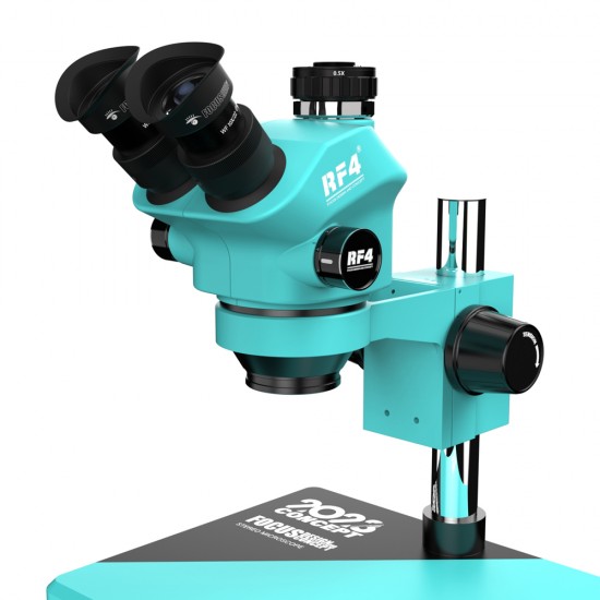 RF4 RF7050-Pro 2023 ( 3D Continuous With Gear Zoom ) 7X~50X Trinocular Stereo Microscope With 0.5X CTV Camera Zoom Lens & LED Adjustable Light