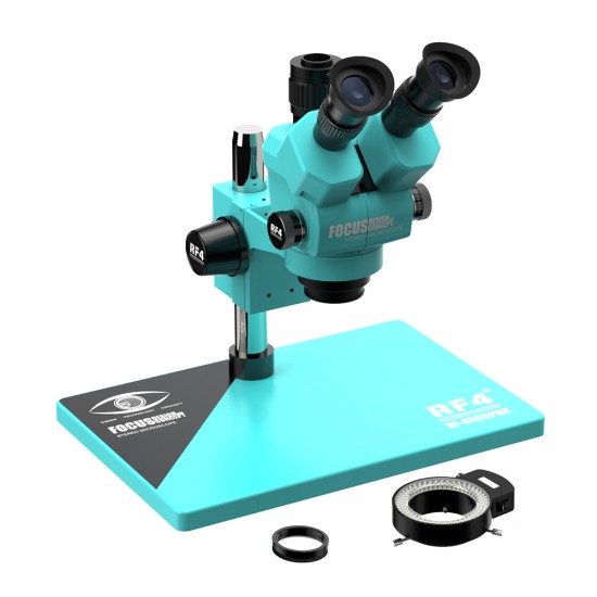 RF4 RF6555-PRO 6.5X-55X Trinocular Full HD Stereo Microscope With Zooming 0.48X CTV Camera Lens & LED Adjustable Light