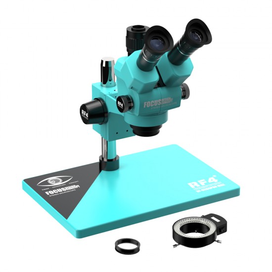 RF4 RF6555-PRO Max 6.5X-55X Trinocular Full HD Stereo Microscope With Zooming 0.48X CTV Camera Lens & LED Adjustable Light