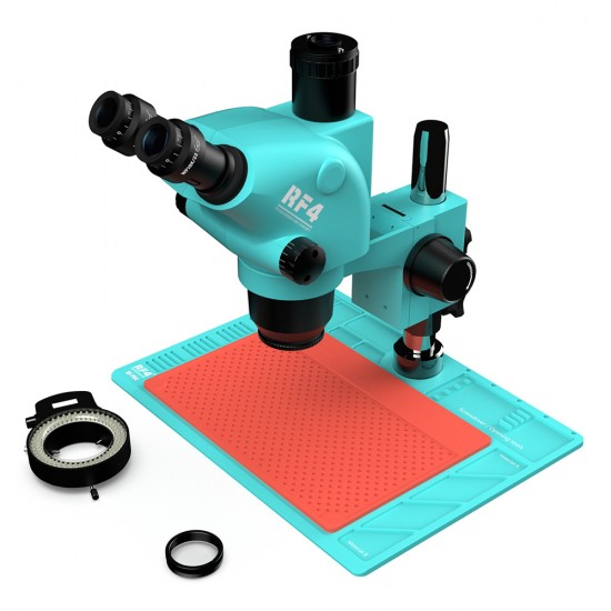 RF4 RF6565-P04 6.5X-65X Trinocular Full HD Stereo Microscope With Zooming 0.5X CTV Camera Lens & LED Adjustable Light