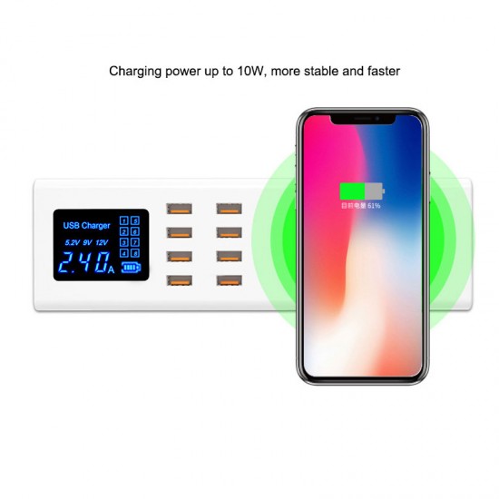 Sunshine SS-309WD Quick 8 Port USB Charger With Wireless Charging ( Upto 10W )