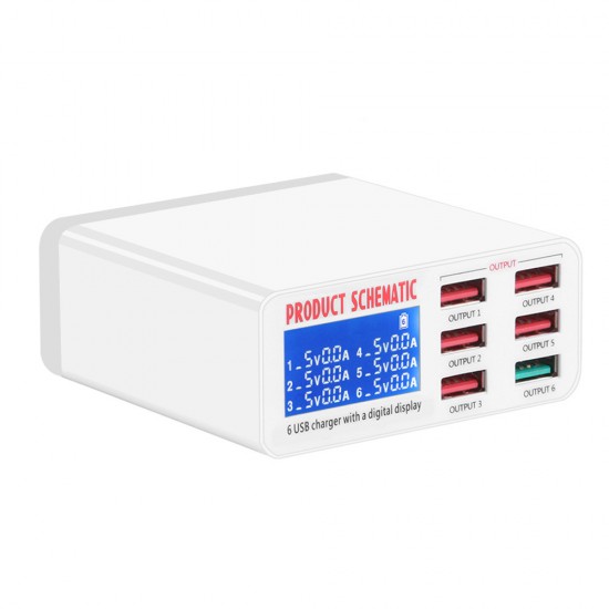 TE-896 6 Port USB Smart Lightning Charger With QC 3.0 Port
