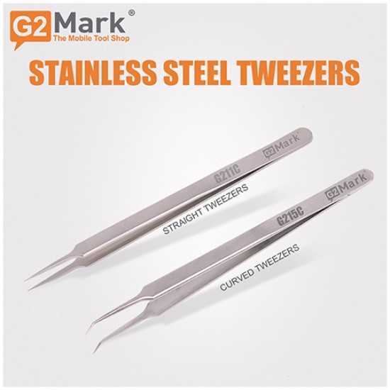 Tweezer By G2Mark G215C - Premium Quality Stainless Steel ( Bent )  
