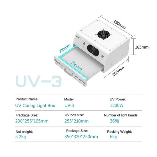 UYUE UV-3 (S1) 36 Lamp Beads UV Curing Box (1000W)