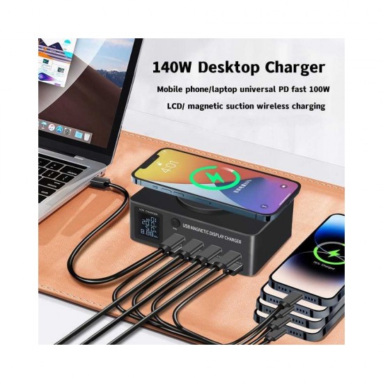 WLX-818DP 9-in-1 USB Magnetic Display Charger ( 140W Max Output )
